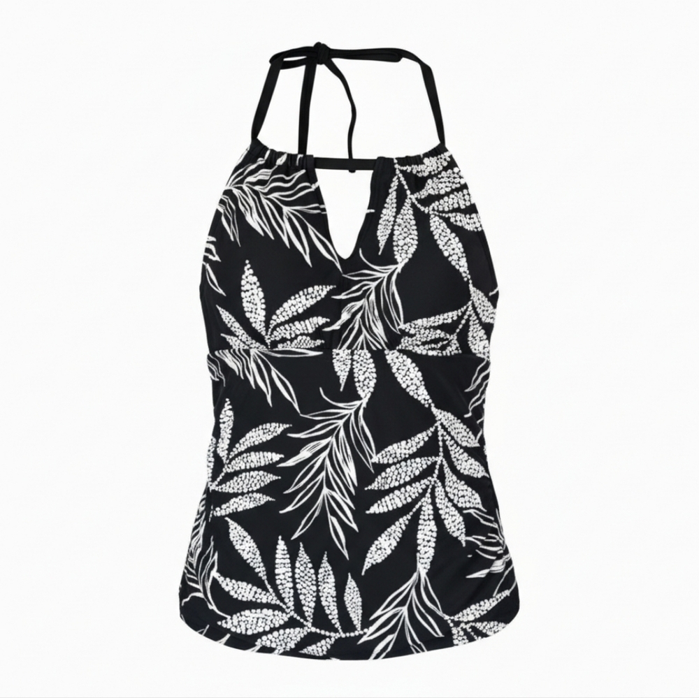 Kona Sol Black and White Halter Tankini Bikini Small NEW